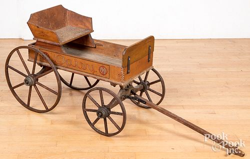 Child's early wood Daisy wagon