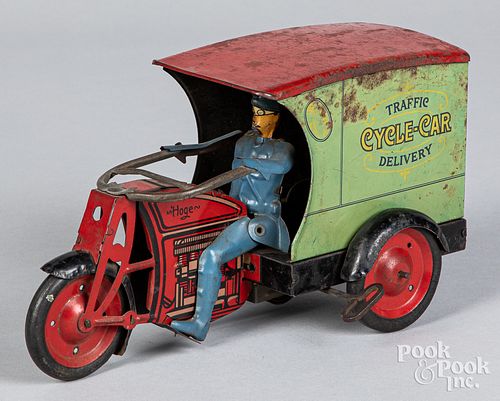 Hoge tin wind-up Cycle Car Traffic Delivery