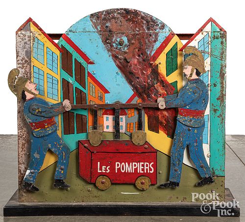 Animated Les Pompiers fire pumper window display