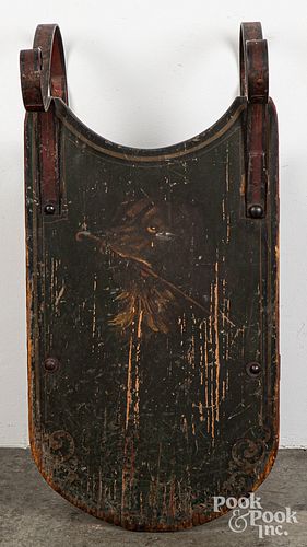 Child's painted pine sled, 19th c.