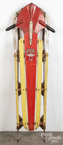 Red Rocket child's painted metal runner sled