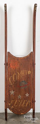 Child's painted pine Comet Flyer sled, 19th c.