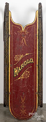 Child's painted pine Harold sled, 19th c.