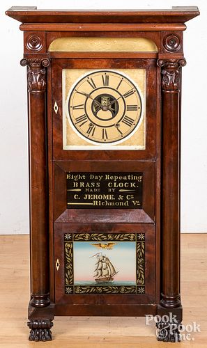 Richmond Virginia Empire mahogany mantel clock