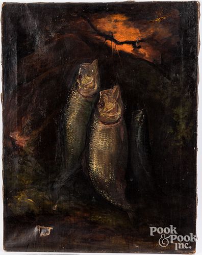 Jacob Miesse oil on canvas of fish