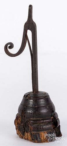 Wrought iron rush lamp, early 19th c.