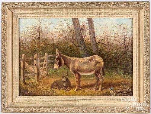 Oil on canvas of a donkey