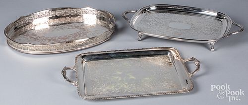Three silver plated trays