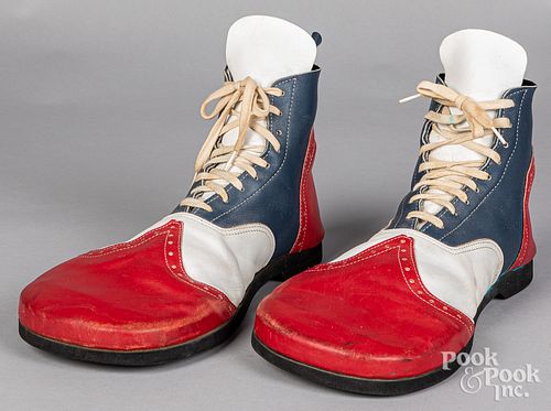 Pair of leather clown shoes