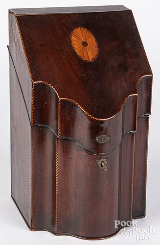 George III inlaid mahogany knife box
