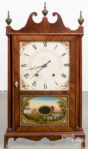 Eli Terry Federal mahogany pillar and scroll clock