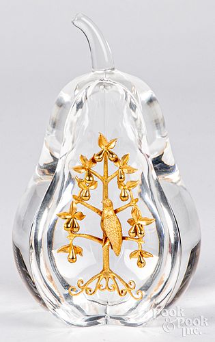 Steuben crystal and 18K Partridge in a Pear Tree