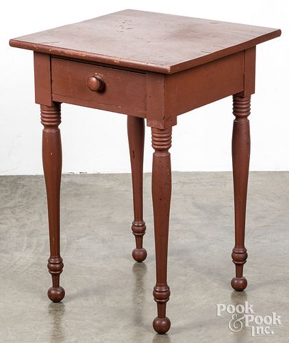 Sheraton red painted one-drawer stand, 19th c.