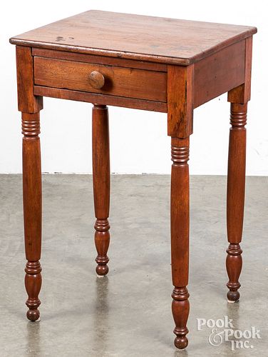 Sheraton red stained one-drawer stand, 19th c.