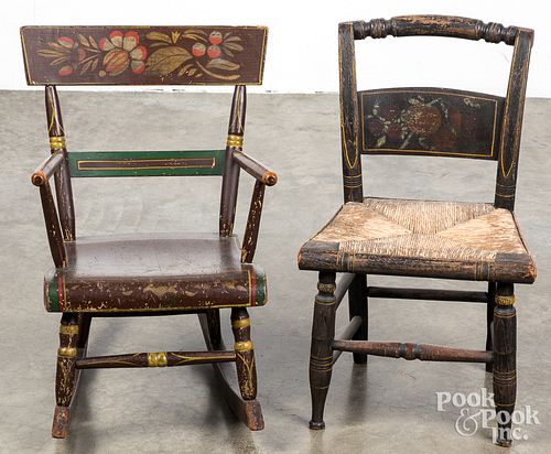 Two child's painted chairs, 19th c.