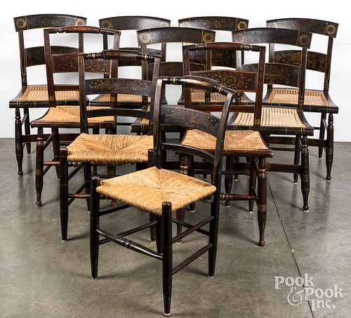 Ten painted fancy chairs, 19th c.