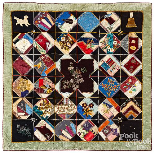 Victorian embroidered crazy quilt