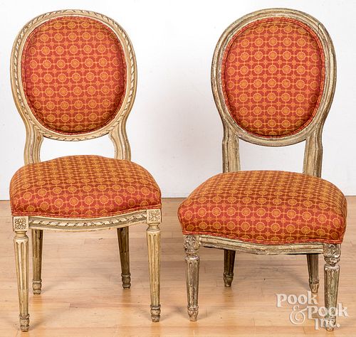 Pair of French slipper chairs, 19th c.