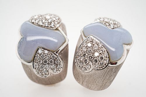 Andreoli 18k White Gold Purple Chalcedony Earrings