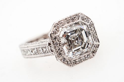 GIA Certified 2.51 Asschur Cut Diamond Ring