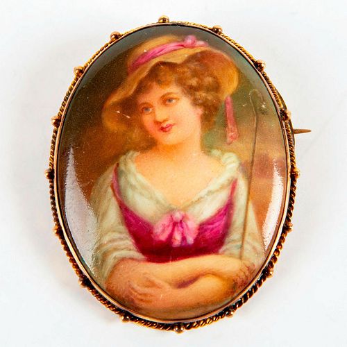 Royal Doulton Leslie Johnson Porcelain Brooch, Woman