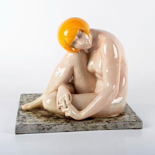 Maurice Guiraud-Riviere Glazed Stoneware Figurine, Nude Woman