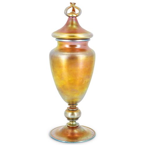 Steuben Gold Aurene Covered Urn Vase