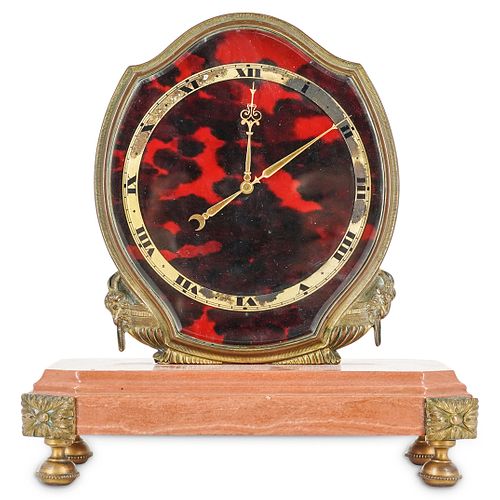 Henri Ditisheim Chaux De Fonds Swiss Bronze & Marble Clock