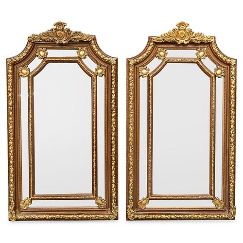 Pair of Monumental Italian Gilt Carved Mirrors