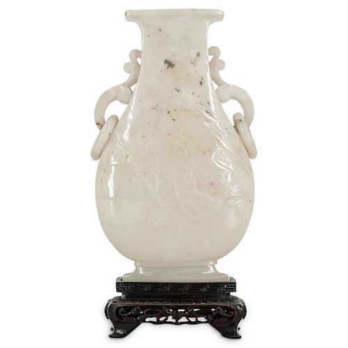 Chinese Nephrite White Jade Flask Vase