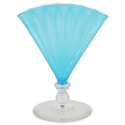 Steuben Blue Fan Vase