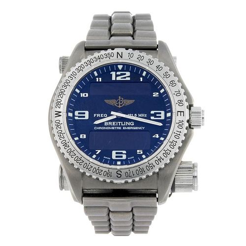 BREITLING - a gentleman's Emergency Superquartz bracelet watch. Titanium case with calibrated bezel.