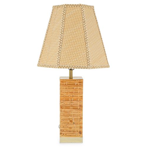 Mid Century Rattan Wicker Table Lamp