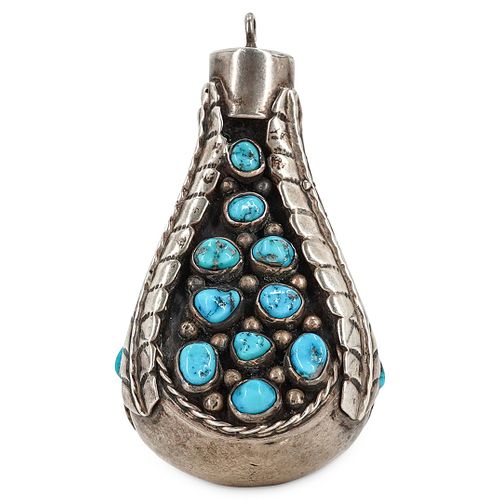 Navajo Style Turquoise and Sterling Pendant