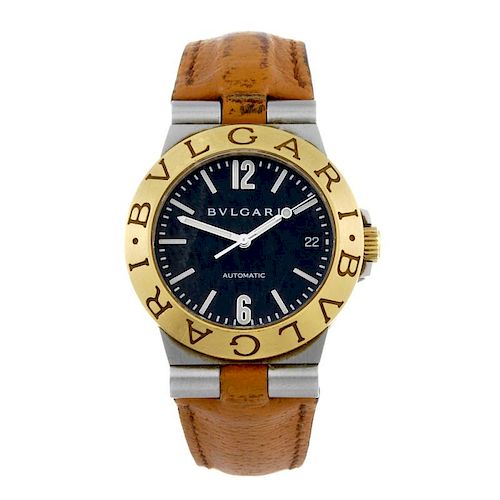BULGARI - a gentleman's Diagono wrist watch. Stainless steel case with yellow metal bezel. Reference
