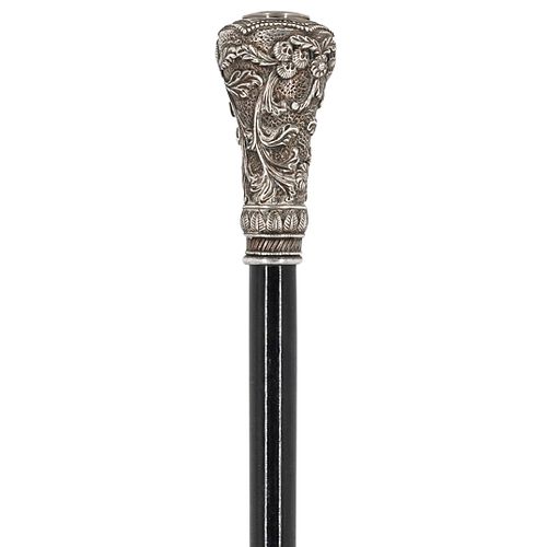 Victorian Silver & Wood Walking Cane