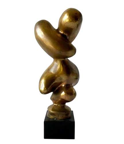 1950s Signed Israeli Abstract Modern Figurative Bronze Sculpture