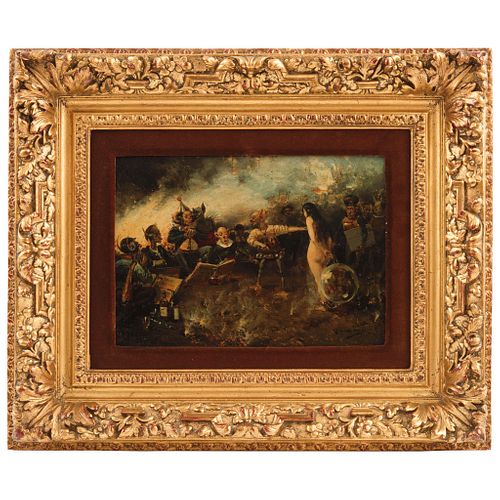 MARIANO BARBASÁN LAGUERUELA  SPAIN, (1864-1924) PROCESO DE LA CALLE DE FUENCARRAL Oil on wood 7.8 x 11.8" (20 x 30 cm) | MARIANO BARBASÁN LAGUERUELA  