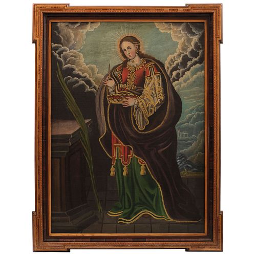 SANTA LUCÍA MEXICO, 18TH CENTURY Oil on canvas Conservation details Repaints 40.5 x 29.1" (103 x 74 cm) | SANTA LUCÍA MÉXICO, SIGLO XVIII Óleo sobre t