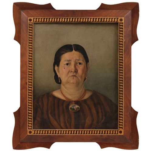 PORTRAIT OF LADY MEXICO, 19TH CENTURY Oil on canvas Conservation details 22.4 x 17.7" (57 x 45 cm) | RETRATO DE DAMA MÉXICO, SIGLO XIX Óleo sobre tela