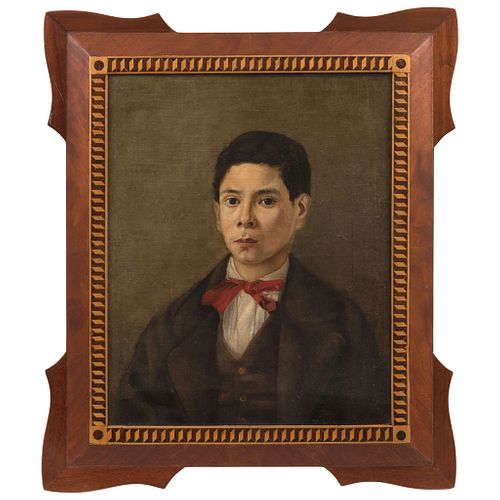 PORTRAIT OF BOY MEXICO, 19TH CENTURY Oil on canvas Conservation details 22 x 17.7" (56 x 45 cm) | RETRATO DE NIÑO MÉXICO, SIGLO XIX Óleo sobre tela De