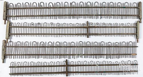 Four sections of wire and wood Christmas fence