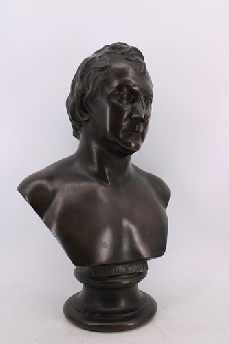 Large 19th Century Bronze Bust Of "Carnochan"