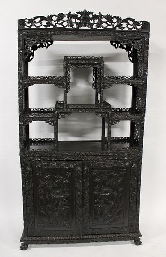 Antique, Highly & Finely Carved Asian Hardwood