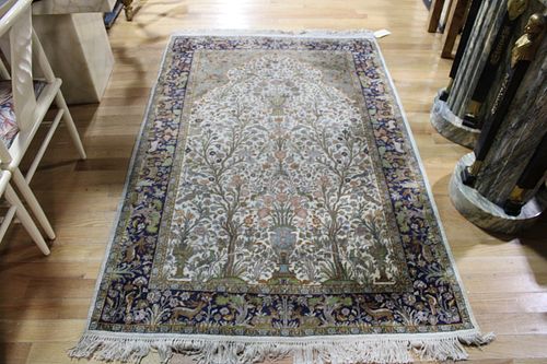 Vintage And Finely Hand Woven Pictorial Carpet