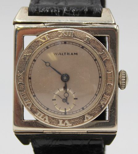 JEWELRY. Lady's Waltham 14kt Gold Deco Watch.