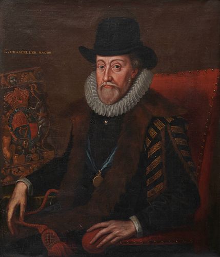 Manner of PAUL VAN SOMER, (Belgian, 1576-1621), Portrait of Sir Francis Bacon, oil on canvas, 36 1/2 x 31 1/2 in., frame: 42 3/4 x 37 3/4 in.