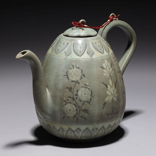 Korean Celadon Glazed Covered Teapot