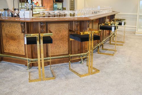 Set of (4) Brass bar stools