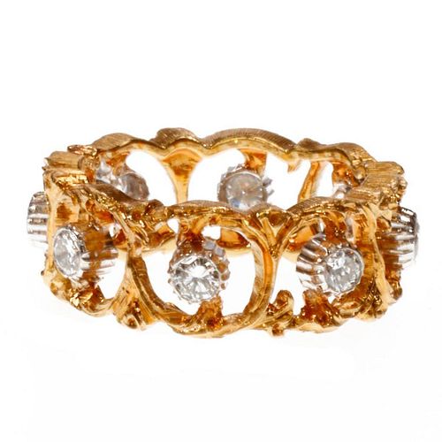 Buccellati diamond and 18k bi-color gold ring